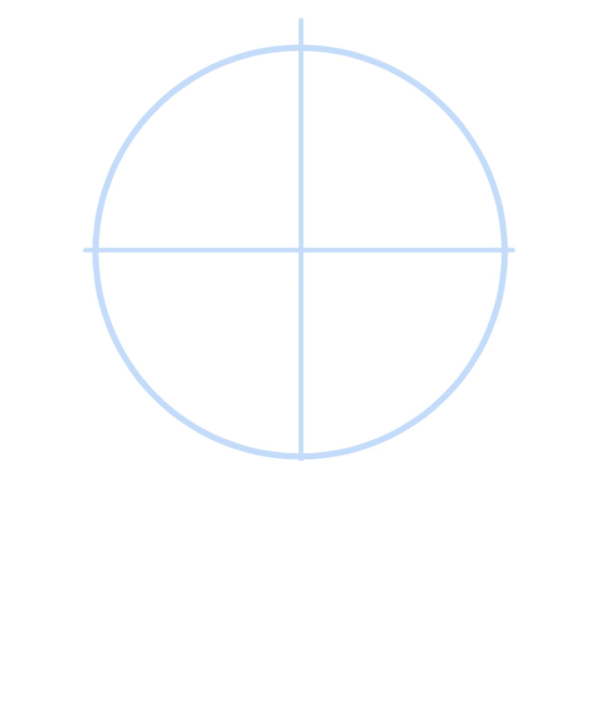 1）円を描いて十字を描く